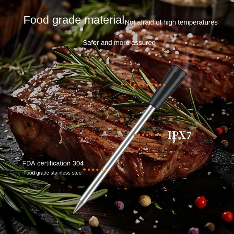 Wireless Bluetooth Meat Thermometer Probes With LCD Screen Booster Rechargeable For Grilling Smoker BBQ Oven