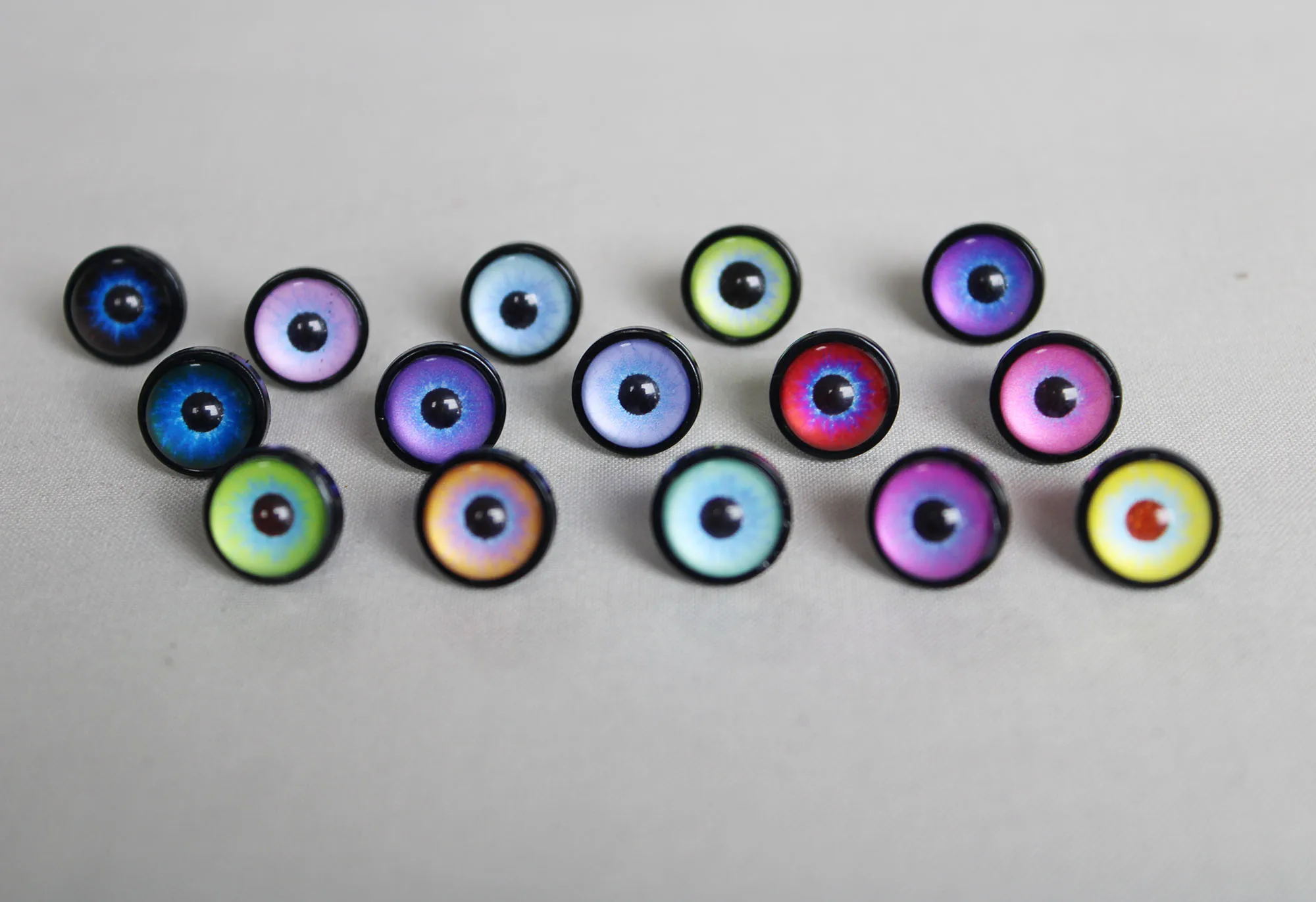 100pcs handmade   14mm 17mm  mix style glass safety  toy eyes with soft  washer for doll  Crochet wool doll new