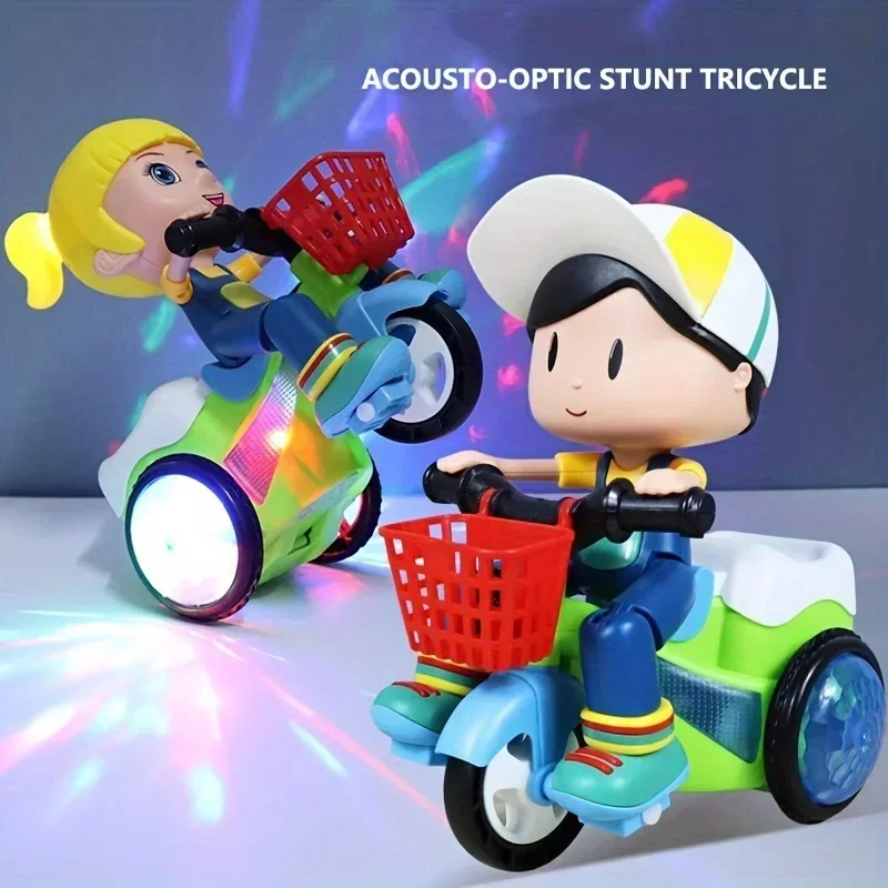 Stunt triciclo rotativo dança brinquedo universal bicicleta elétrica luzes coloridas música carro de brinquedo presentes masculinos e femininos