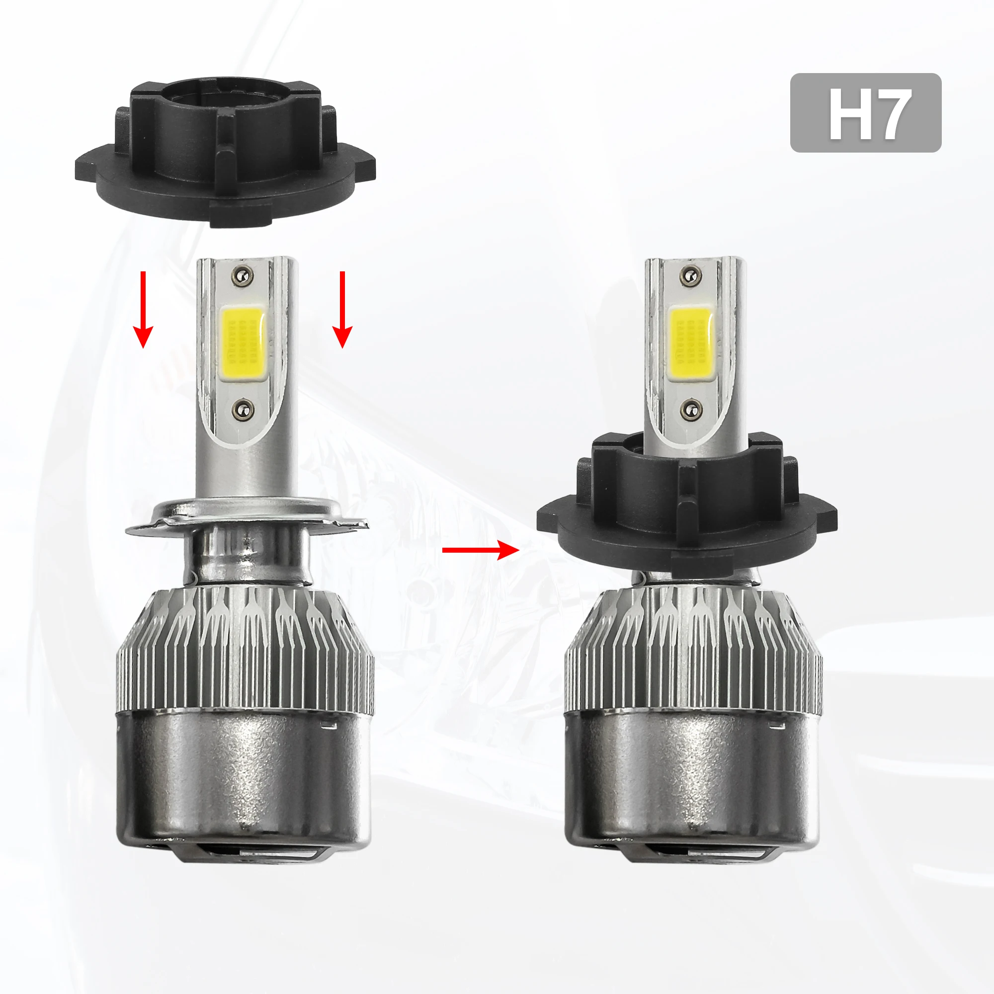 UXCELL 1 Set Car H7 LED Headlight Adapter Bases with Key Replace for Volkswagen Polo 2020