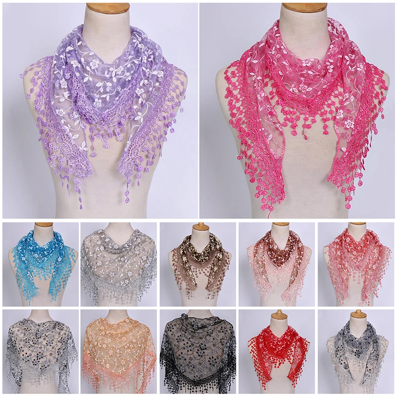 

Women Triangle Wrap Fashion Lady Shawl Flower Lace Scarf Bandana Female Baby Tassel Shawls Scarves Summer Photo Prop Accessories