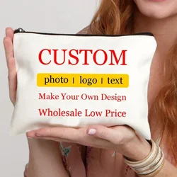 Personalizza il tuo Design foto/nome/Logo/testo borsa per il trucco regalo per damigella d'onore viaggio organizzatore cosmetico sacchetti per la toilette prezzo basso all'ingrosso