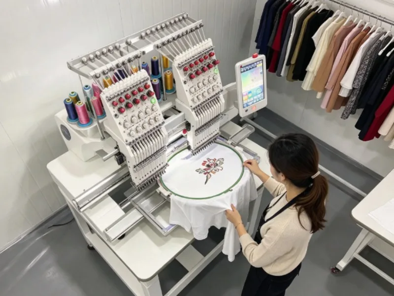 Heavy Duty Commercial Embroidery Machine With 12 Needles And High Speed For Large Scale Garment Decoration France