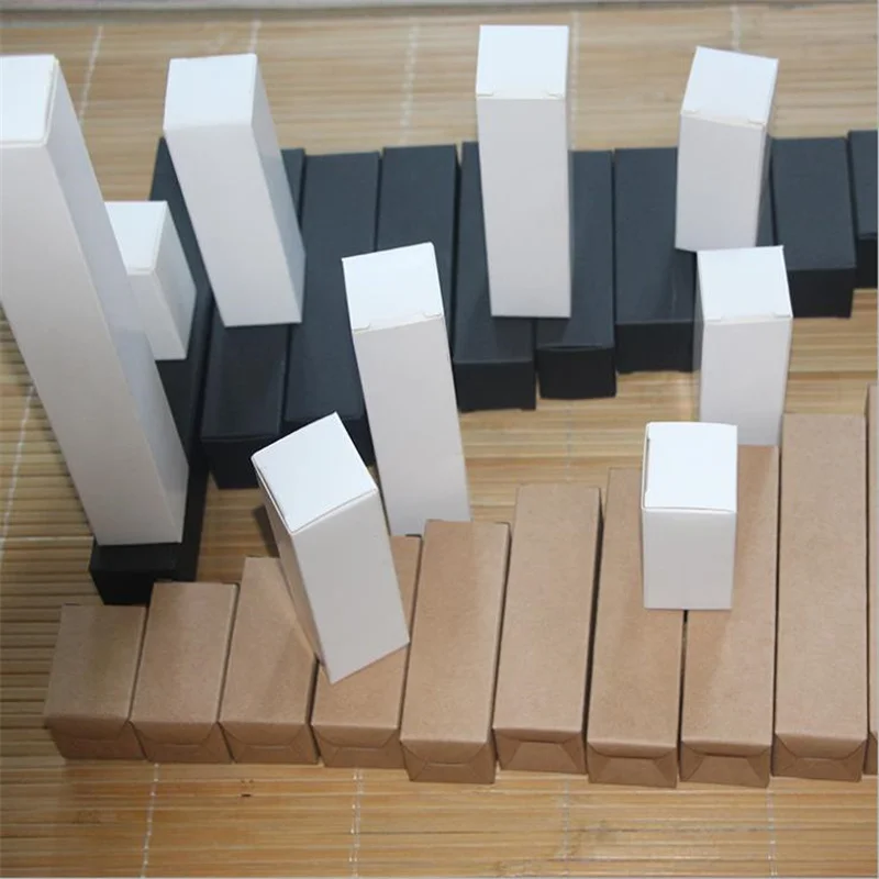 

100pcs Black white Kraft Paper cardboard box Lipstick Cosmetic Perfume Bottle Kraft Paper Box Essential Oil Packaging Box