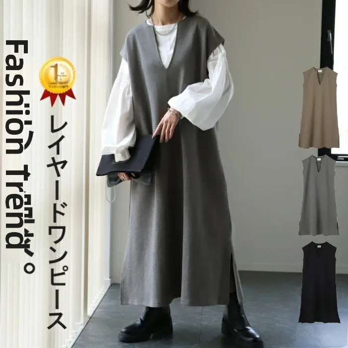 

Трансграничный весенне-осенне-зимний новый вязаный жилет с разрезом по бокам и V-Ne Svel, верхняя одежда, женская мода