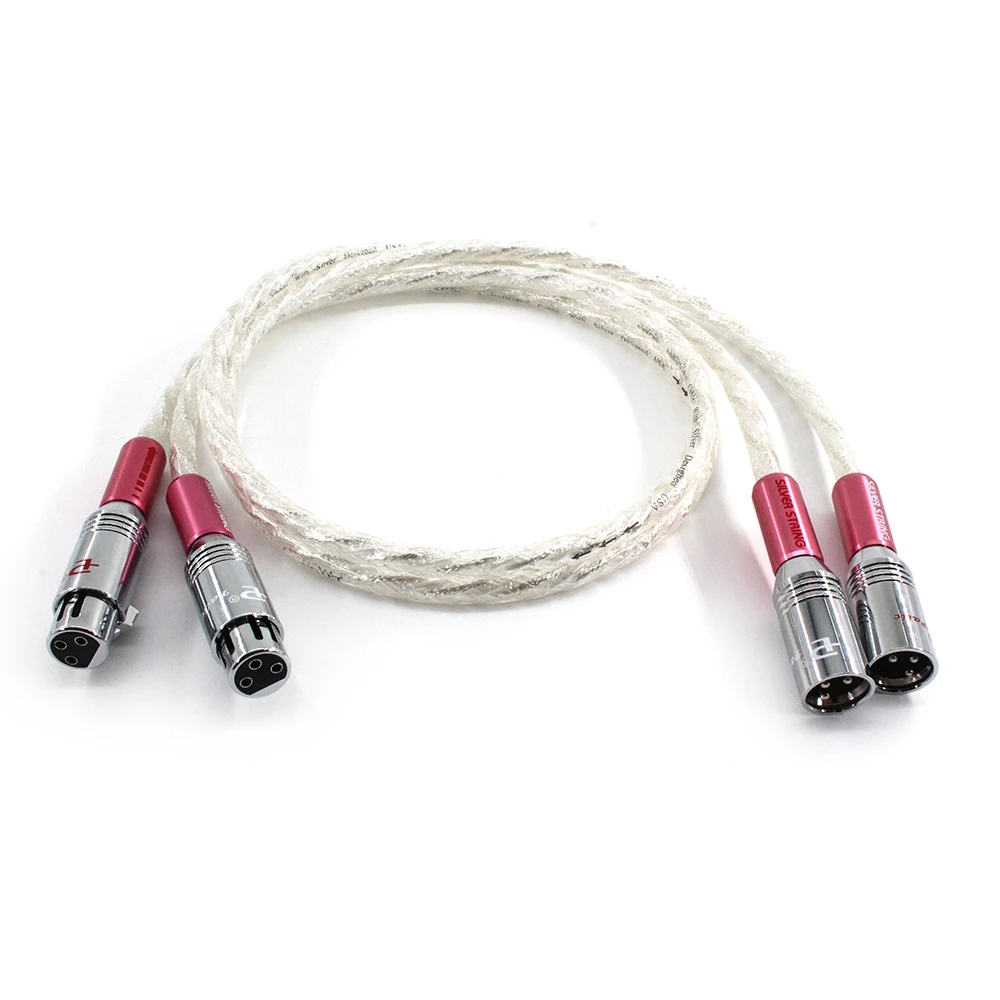 Pair 6N Silver Audio Video cable 1.5M XLR Cable Signature OFC Silver-Plated XLR Red Female Plug AES/EBU Digital Audio Cable