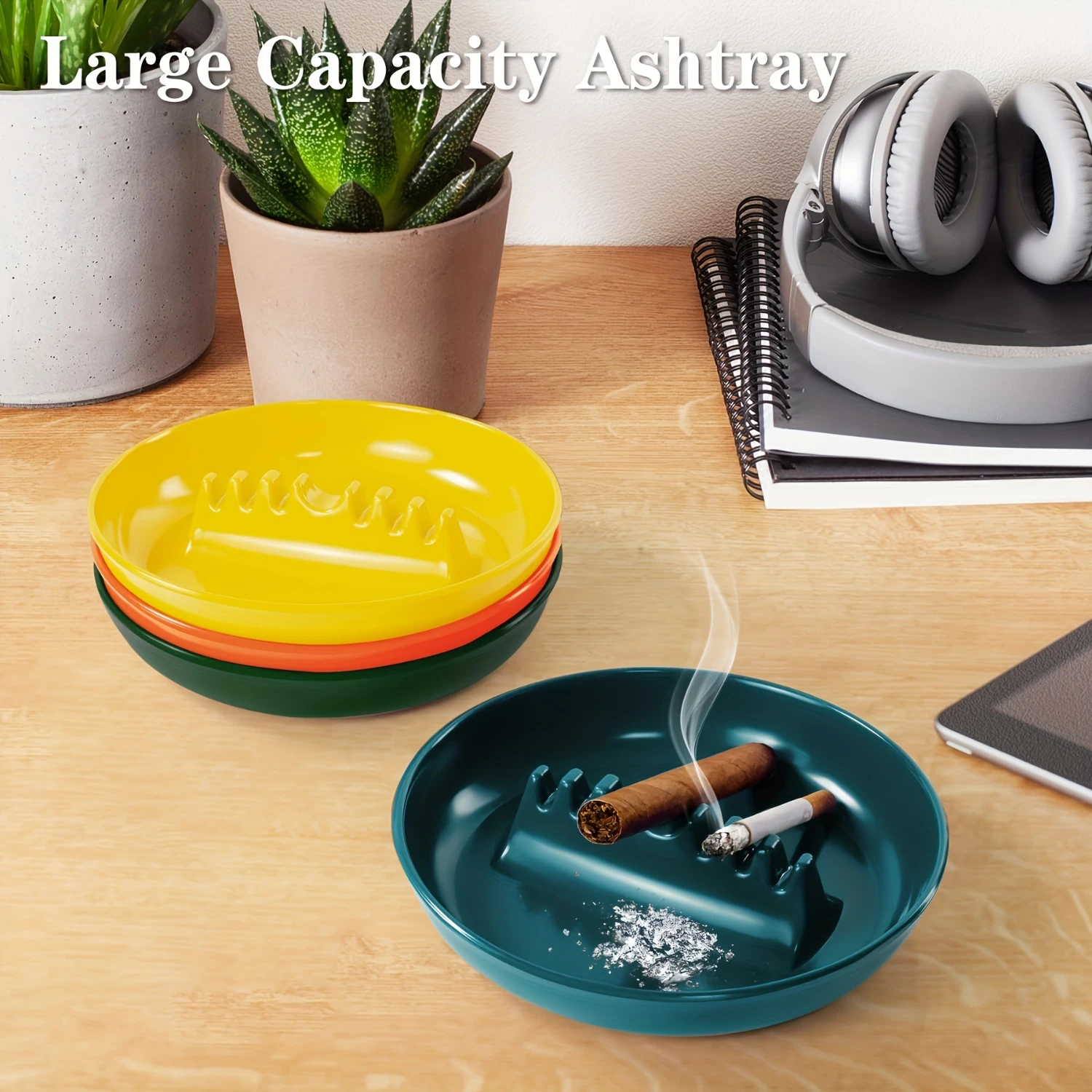 Plastic Ashtrays for Cigarettes and Cigars, Room Desk Office Decor