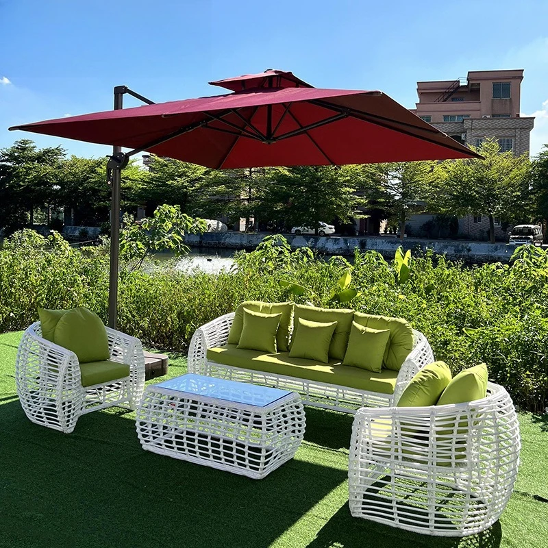 

Outdoor simple casual rattan sofa outdoor garden courtyard furniture waterproof and sunscreen single
