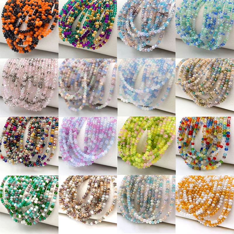 Rondelle 2mm Crystal Beads for Jewelry Making Faceted Flat Round Glass Loose Spacer Beads Bracelets Necklace DIY #6334