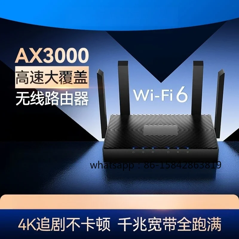 WR3000 AX3000 WiFi 6 Router, Full Gigabit Quad Antenna Mesh Router, Dual Band High Speed Coverage for Home Dormitory