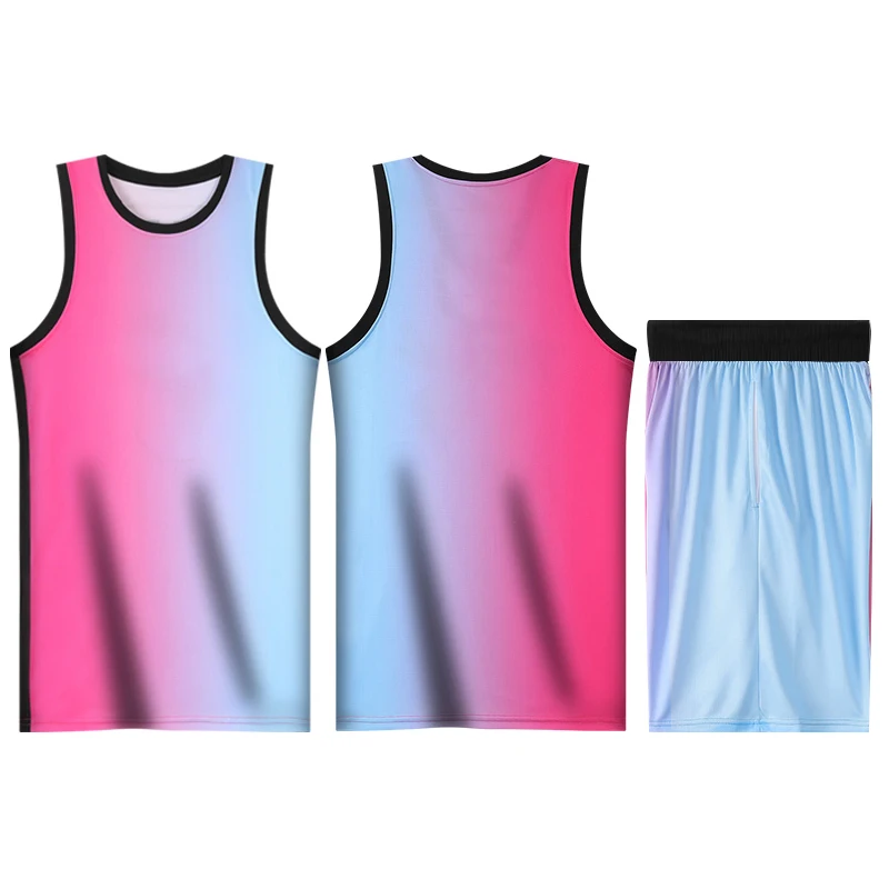 Summer Kids Basketball Uniform Two-Piece Loose 3D Colorful Printed Top Children Mesh Breathable Shorts Quick-Drying Boys Clothes