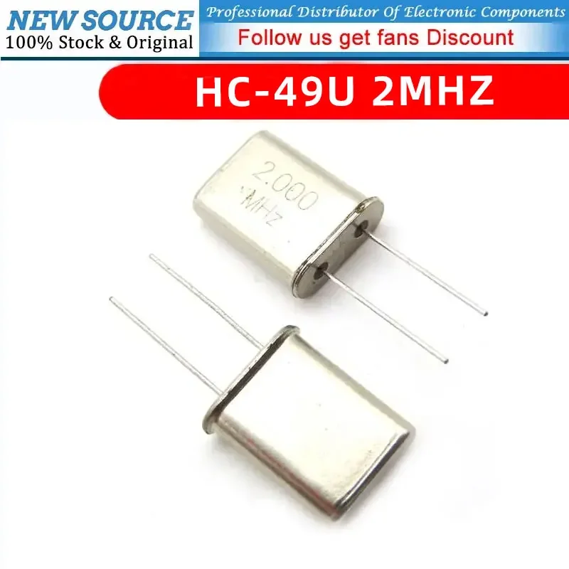 5PCS Crystal Oscillator 2M DIP 2Pin 2MHZ HC-49U Quartz Crystal Passive Crystal Oscillator