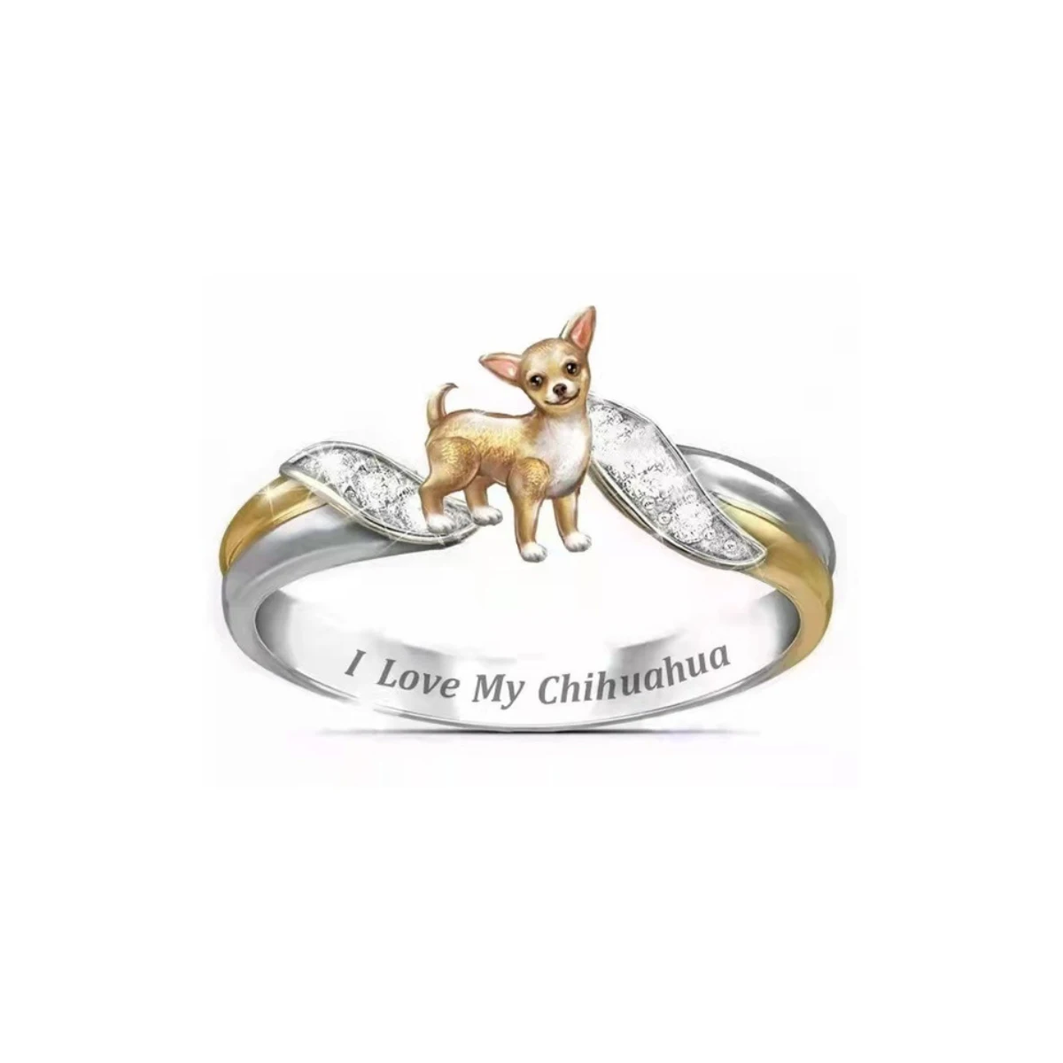 1 I love my pet Chihuahua two color cute dog ring