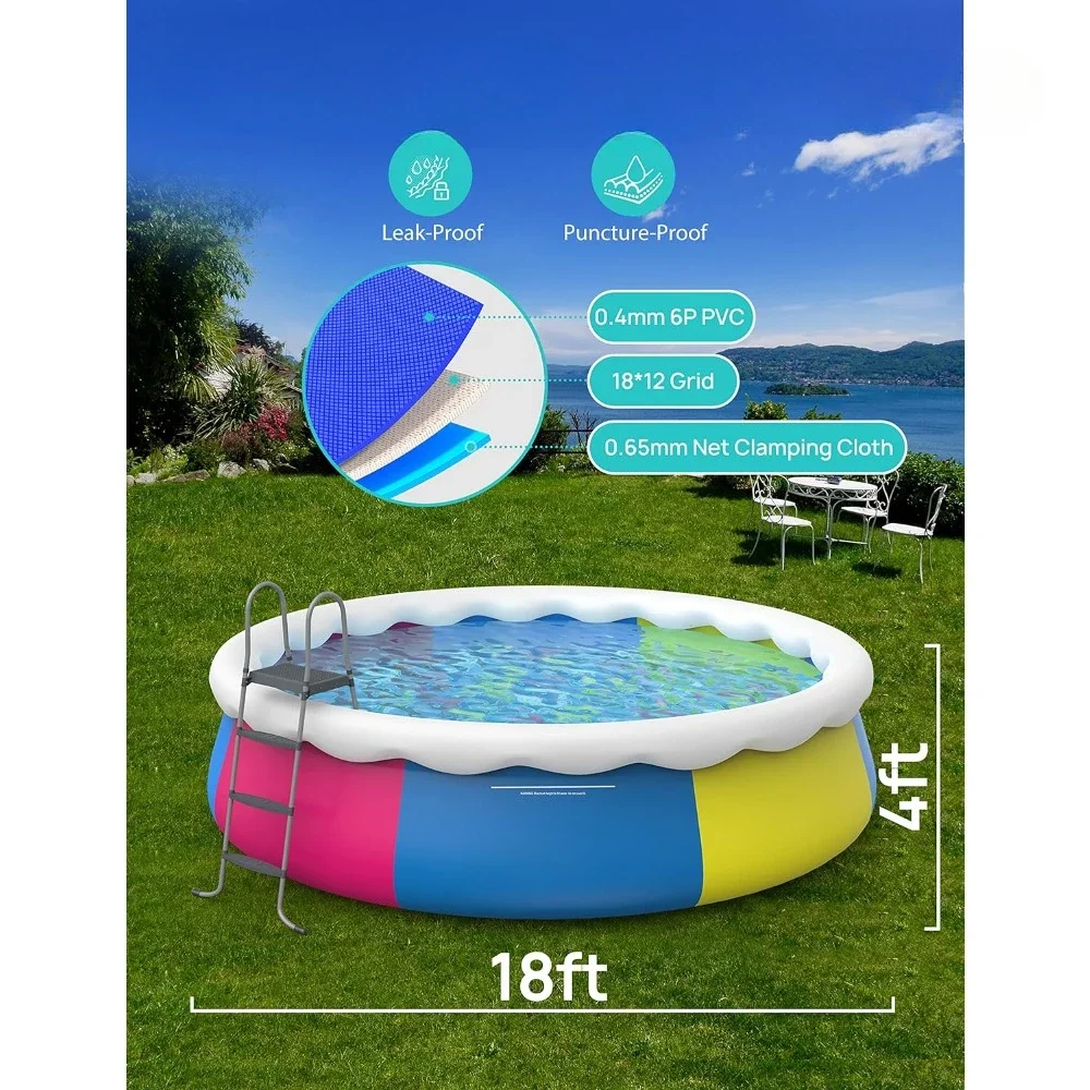 Inflatable Top Ring Swimming Pools 18ft*48in Round Pool Include Filter Pump Include Filter Pump Blue