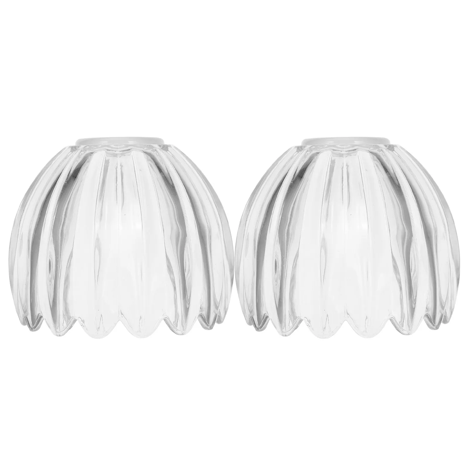 2Pcs Glass Lampshade Clear Flower Shape Replacement Globe for Pendant Wall Ceiling Light Fixtures Elegant Transparent Tulip 42Mm