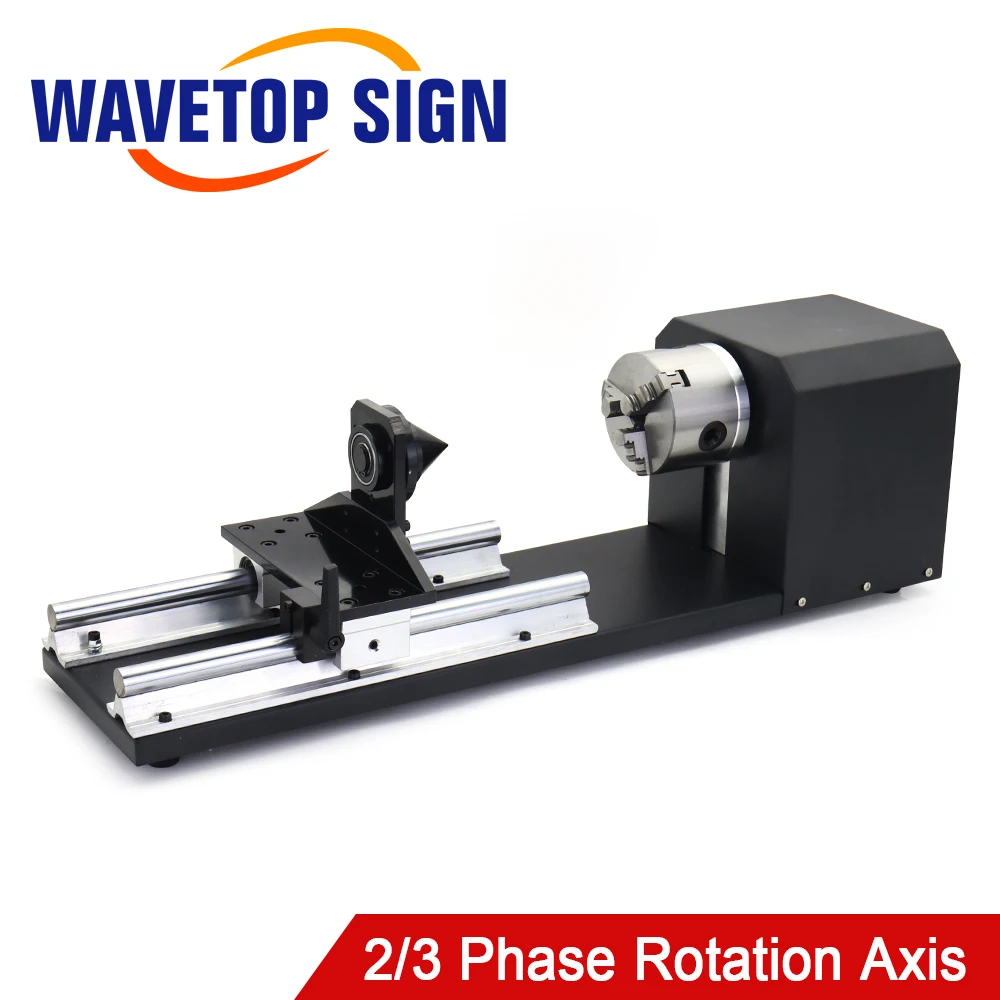 WaveTopSign Rotary Attachment with Chucks 2Phase 3Phase Stepper Motor Rotary Worktable for Co2 Laser Engraving Cutting Machine