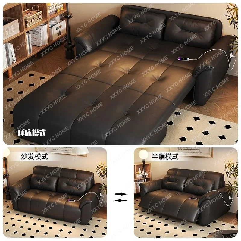 XX Intelligent voice electric sofa bed small apartment multi-function remote control bedroom living room dual-purpose folding