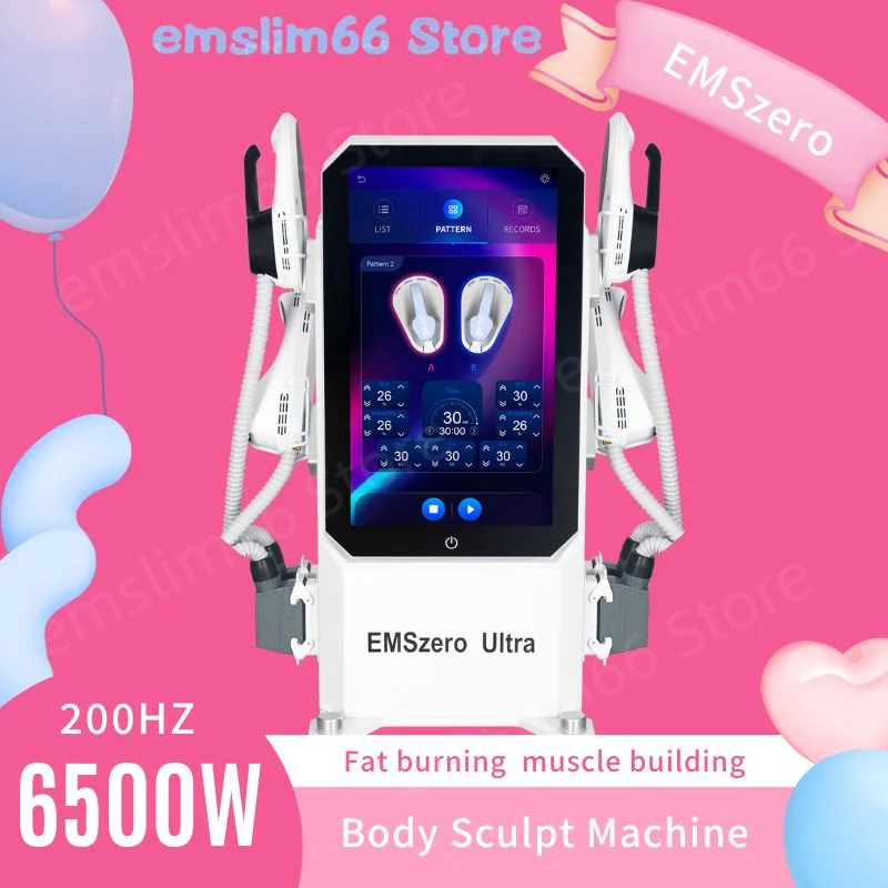 

EMSzero 6500W + RF EMS Muscle Body Sculpting Machine with 4 Handles Pelvic Stimulation Pads Ultra Sculpt Therapy Optional Salon