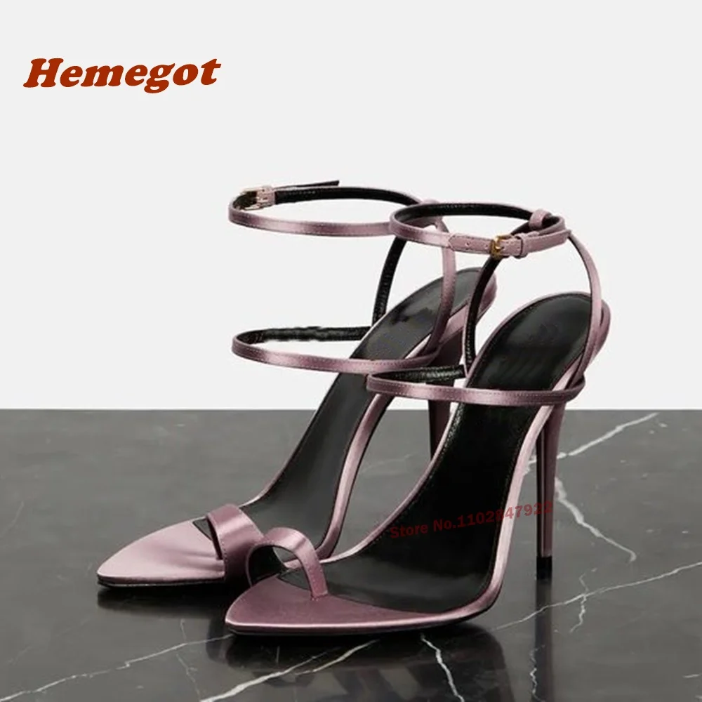 Pinch Toe Pointed Stiletto Heels Sandals Satin Buckle Strap Slingback Women's Sandals Solid Elegant Party Shoes Luxury Flip-Flop