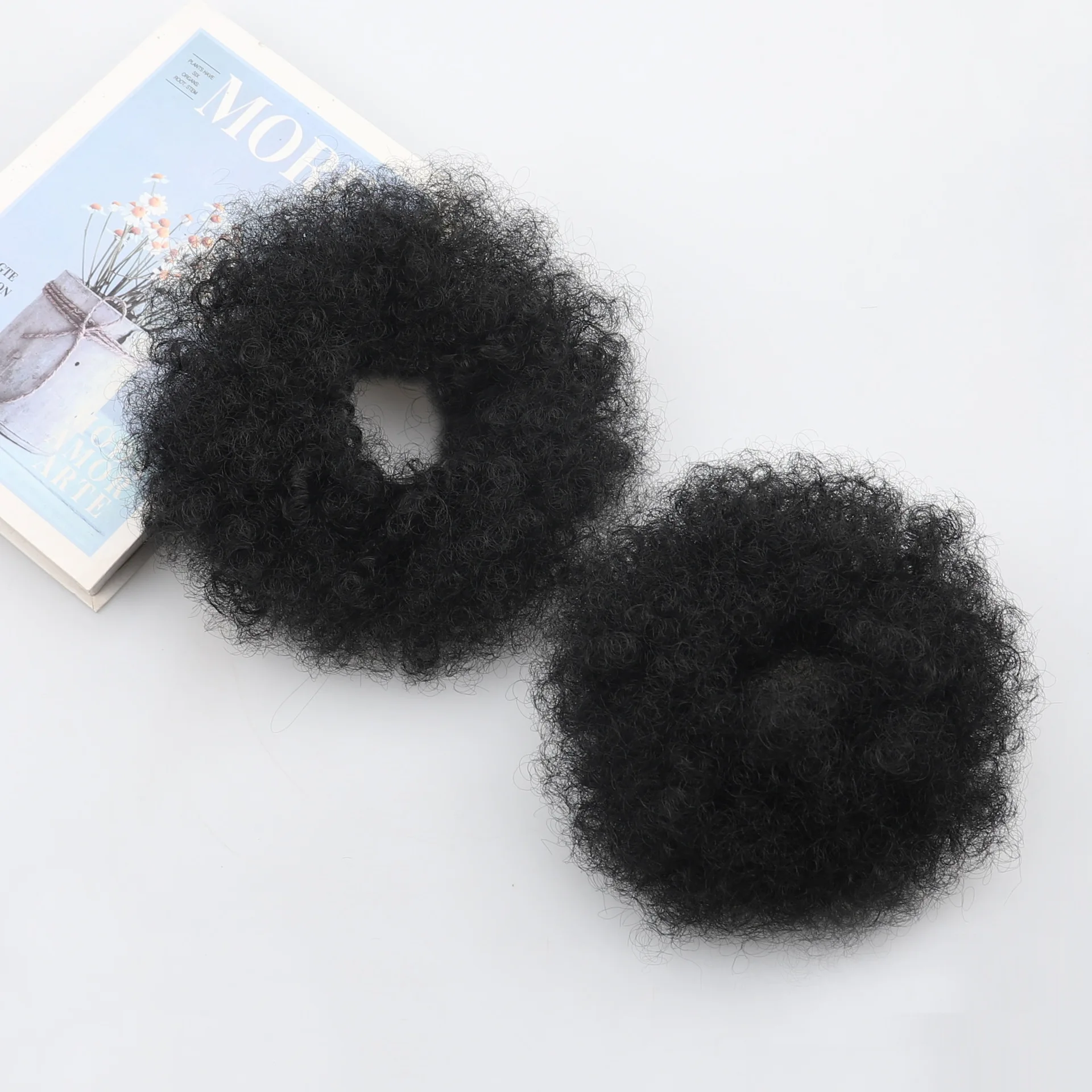 African explosion hair ties for black loose curly hair, bun updo hair ties, synthetic fiber curl hair ties