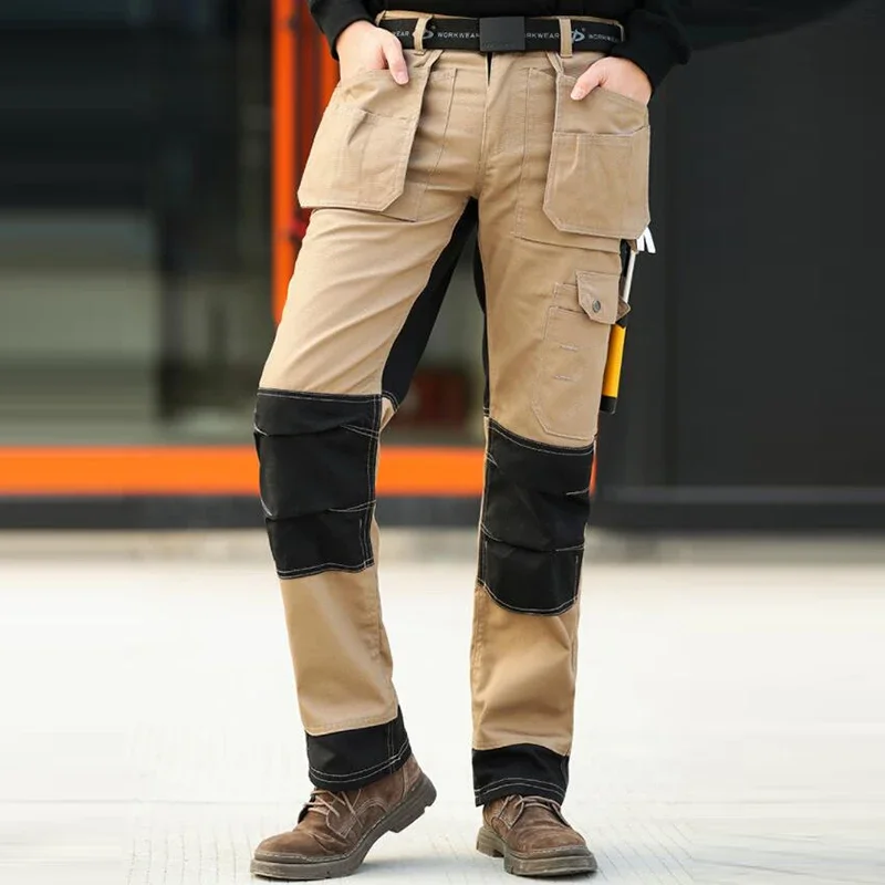 Cotton Working Pants Men Workwear Multi Pockets Cargo Trousers Cargo Pants for Man Carpenter Pants Work Wear with Knee Pads