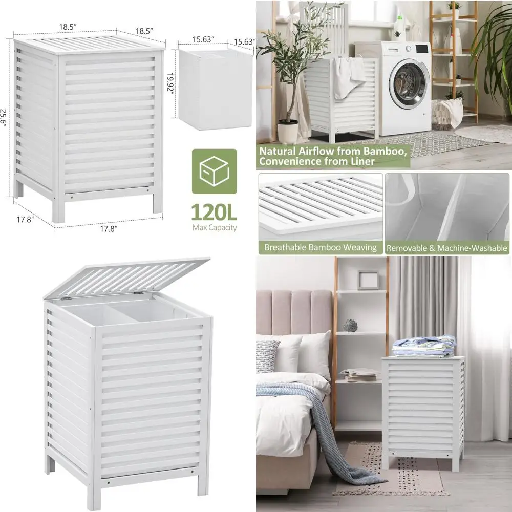 

Большая двойная корзина для белья объемом 120 л со съемным вкладышем и крышкой, 2-секционный сортировщик для домашнего использования