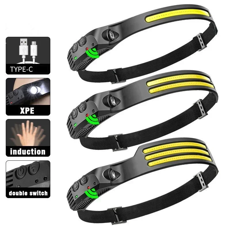 

Powerful USB Rechargeable COB LED Induction Headlamp With 1200mAh Built-in Battery Outdoor Camping Fishing Head Light ride Light