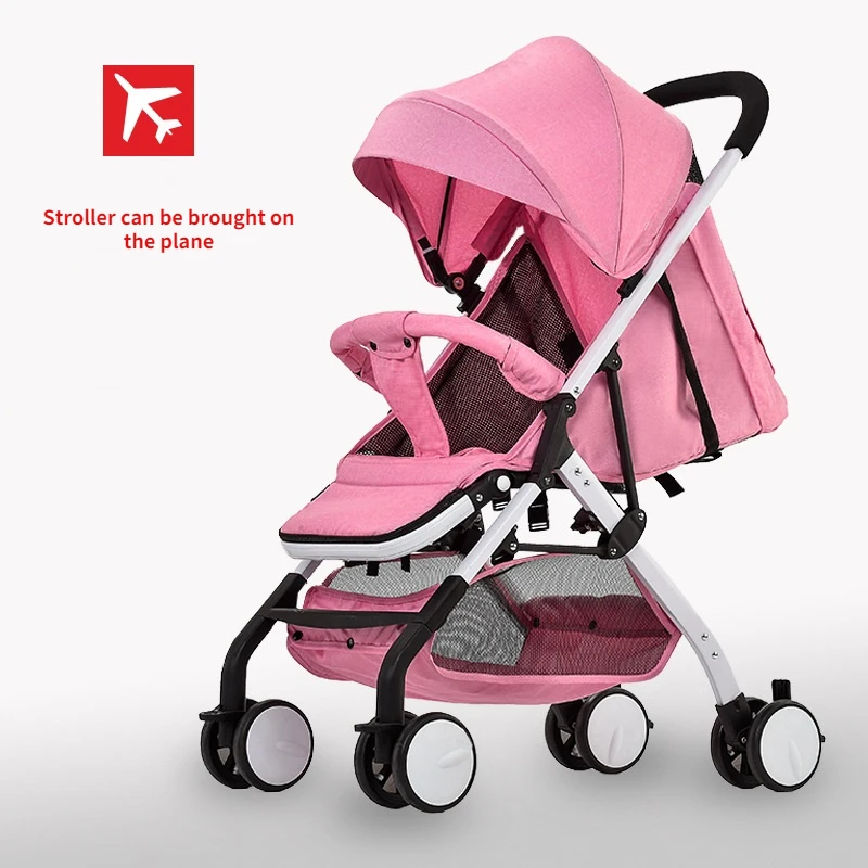 Foldable Lightweight Baby Stroller 4 Wheel Aluminum Alloy Baby Trolley Shock-absorbing Baby Cart