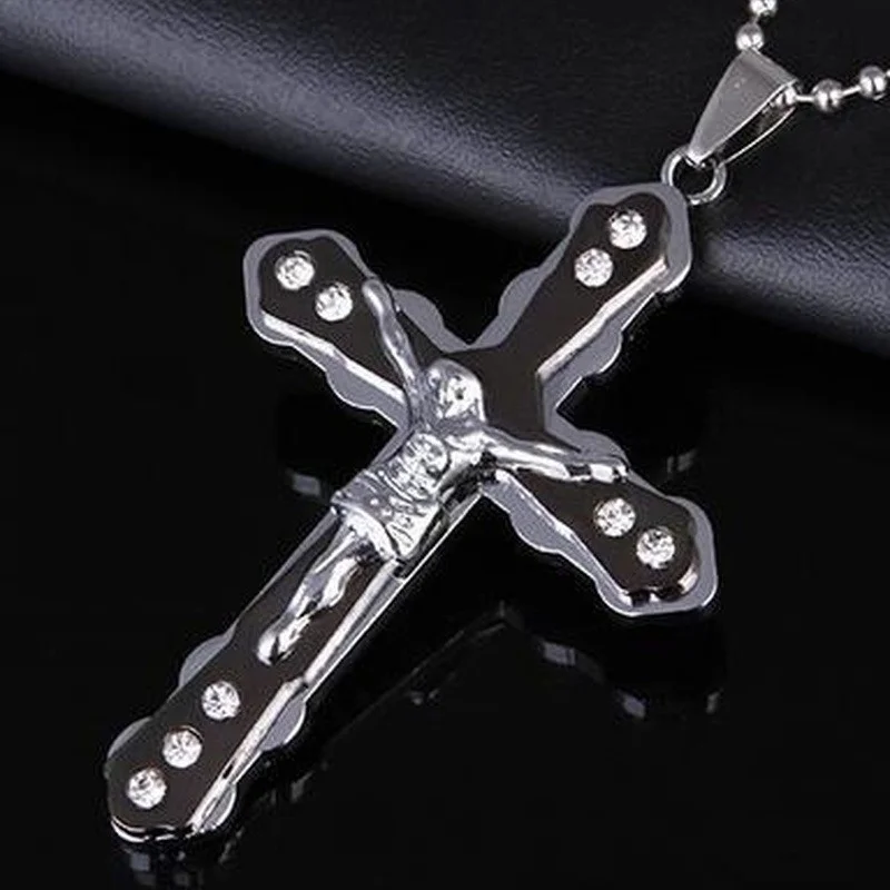 Fashion Jesus Cross Necklace Religious Faith Cross Jesus Jewelry Mens and Women\'s Necklace Banquet Party Anniversary Gift Hiphop