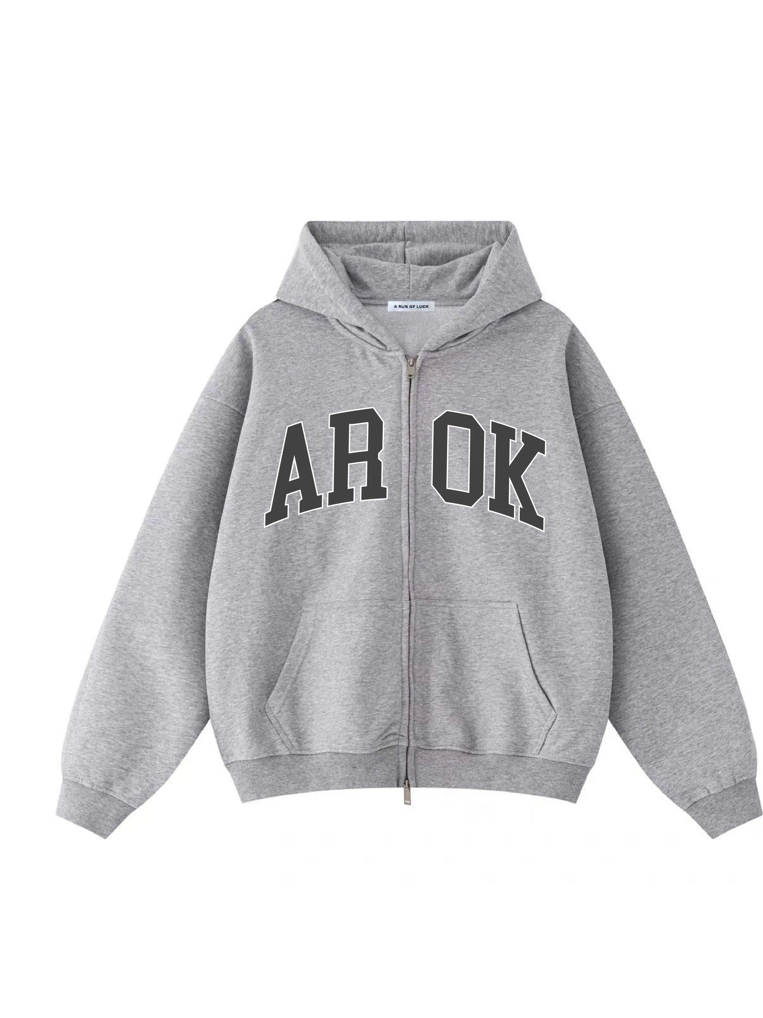 Jaqueta com Capuz Estilo Americano Retro com Estampa de Letras Unissex em Algodão com Zíper Casual de Manga Longa para Homens...