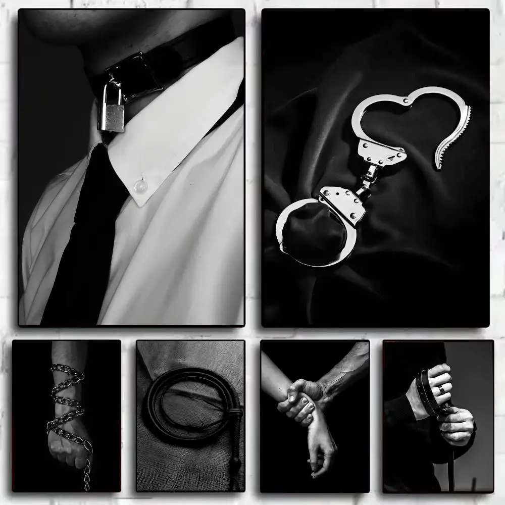 

Sexy Whip Handcuffs Rope Poster Home Living Bed Room Bar Hallway Sticky Wall Art Printing Waterproof Aesthetic Decor
