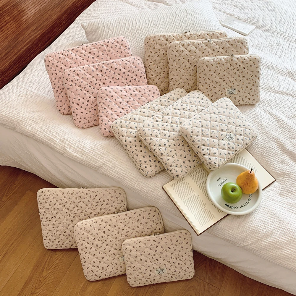 حقيبة حمل للكمبيوتر المحمول مطبوعة بالزهور، حافظة كمبيوتر مبطنة، حافظة كمبيوتر لطيفة للكمبيوتر المحمول مقاس 11-15 بوصة