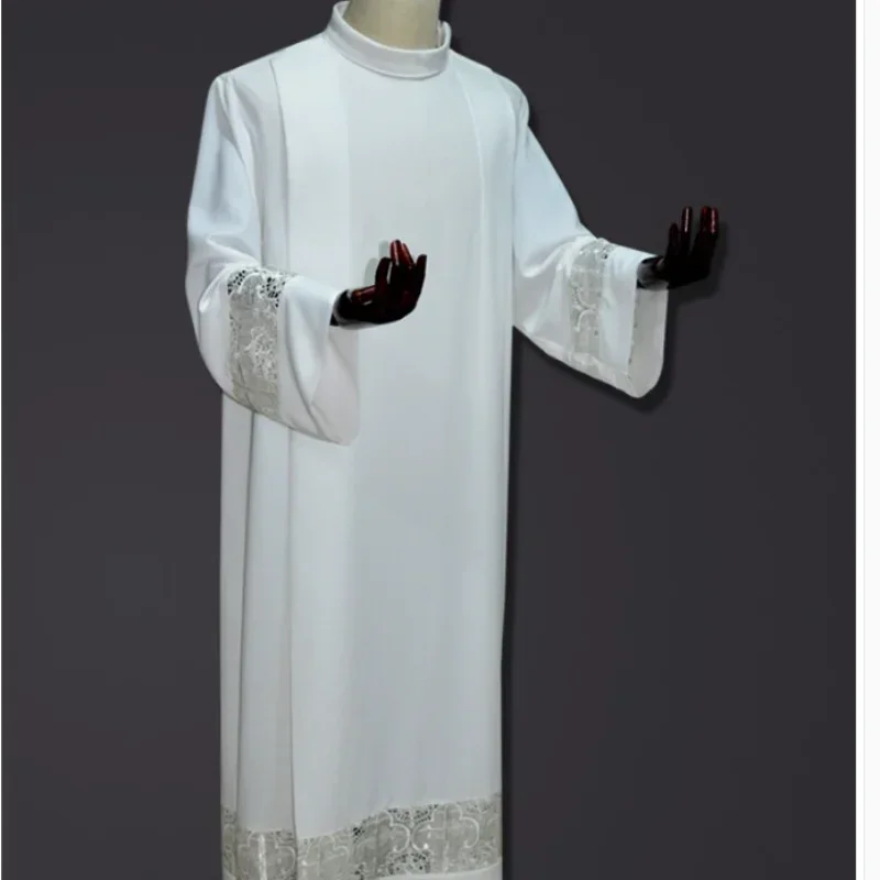 White Alb Priest Clerical Liturgical Clothing Christian Pastor Clothes Catholic Church Uniform Lace Clergy Robe Priest Uniforms