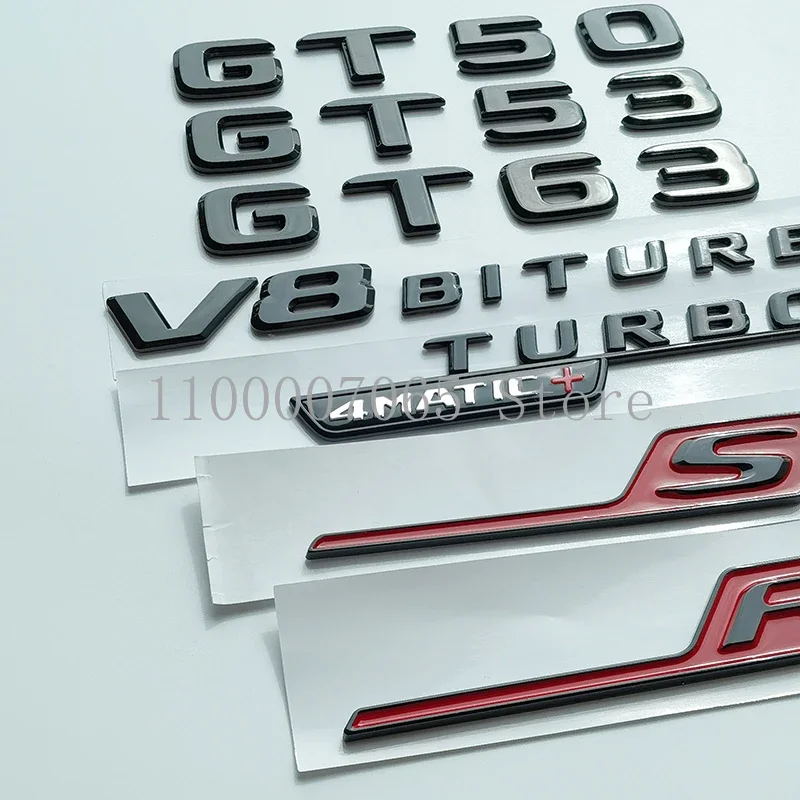 2017 Glossy Black Letters GT GT50 GT53 GT63S GTR GTS GTC V8 Biturbo 4matic+ Emblem for Car Side Trunk Sticker