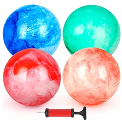 2/4PCS Bouncing Ball with Pump, 8.7inch Marbleized Bouncy Balls Rubber Inflatable Kick Ball Summer Outdoor Game Toys for Kids