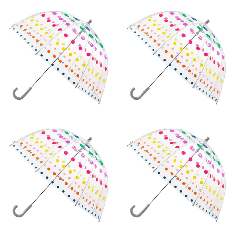 【مشعبية】4X مظلة فقاعية شفافة للأطفال مظلات أطفال شفافة بمقبض طويل مظلة عصرية