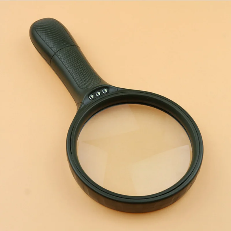

138Mm Extra Large Led Magnifying Glass With 3 Bright Lights Scratch Resistant Lens Sturdy Abs Handle Comfortable Ergonomic