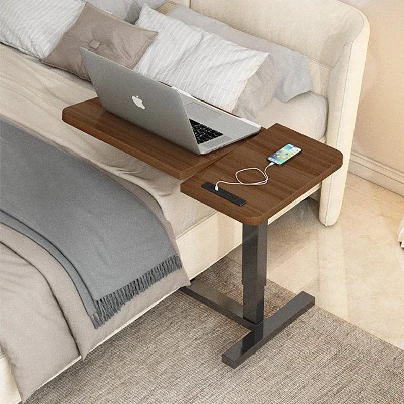 โต๊ะแล็ปท็อปพับได้พร้อมล้อปรับความสูงได้โต๊ะข้างเตียงแบบเคลื่อนย้ายได้สําหรับโซฟาหรือเตียง