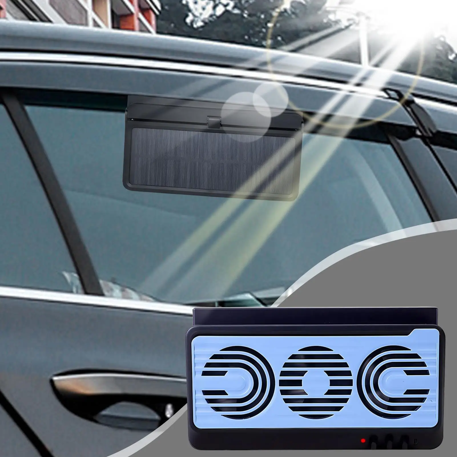 Solar car fan Car solar exhaust fan Car SUV Cooling Fan rotating three channel radiator silent air circulator for RV Travel