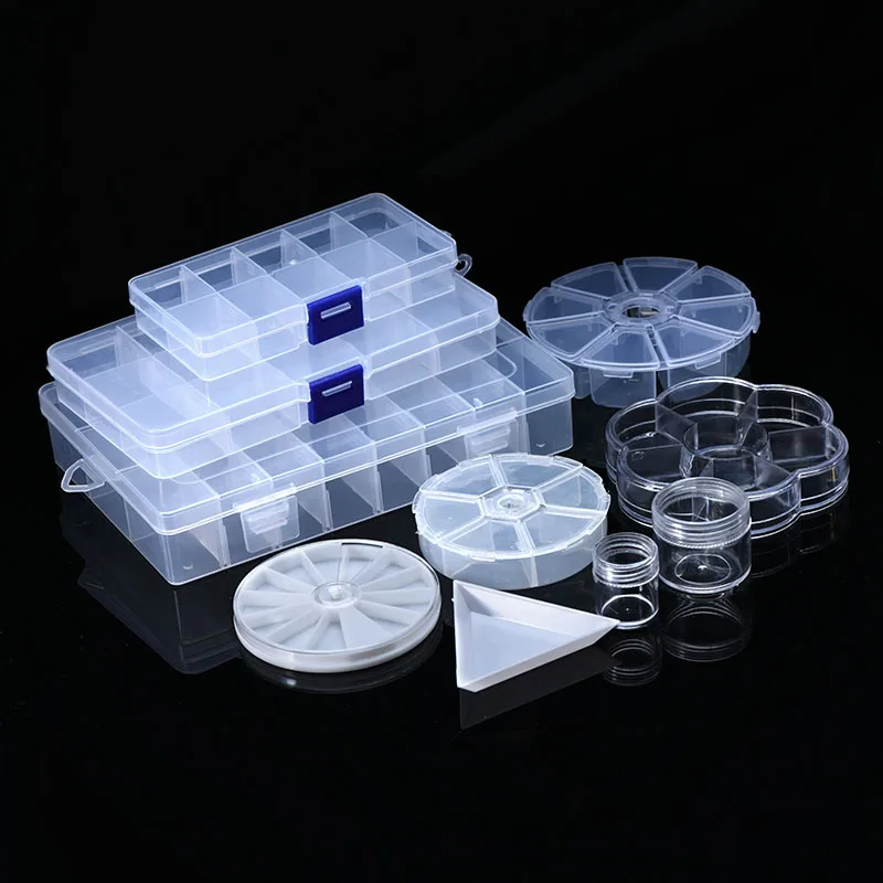 8Styles Transparent Plastic Storage Jewelry Box Plastic Compartment Adjustable Container Storage Boxes Beads Ring Organizer Case