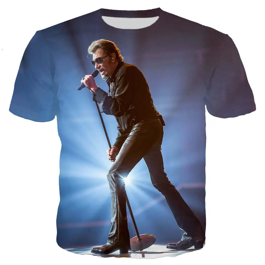 Giant Star Johnny Hallyday Fashion T Shirt Men/women 3D Printed T-shirt Short Sleeve Style T-shirt Streetwear Tops Oversized