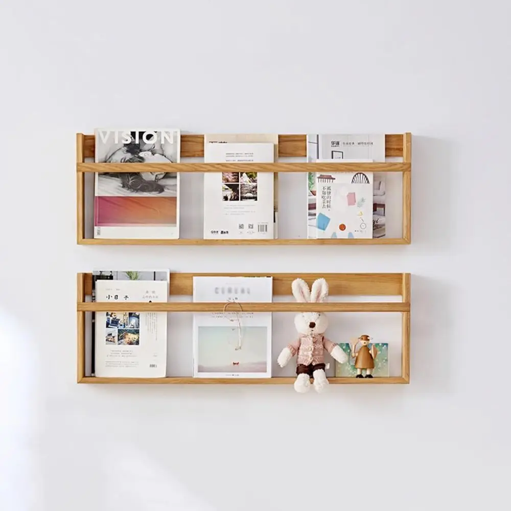 

Настенная деревянная полка-органайзер для журналов, виниловых пластинок, газет, почты и книг, 60x7x30 см