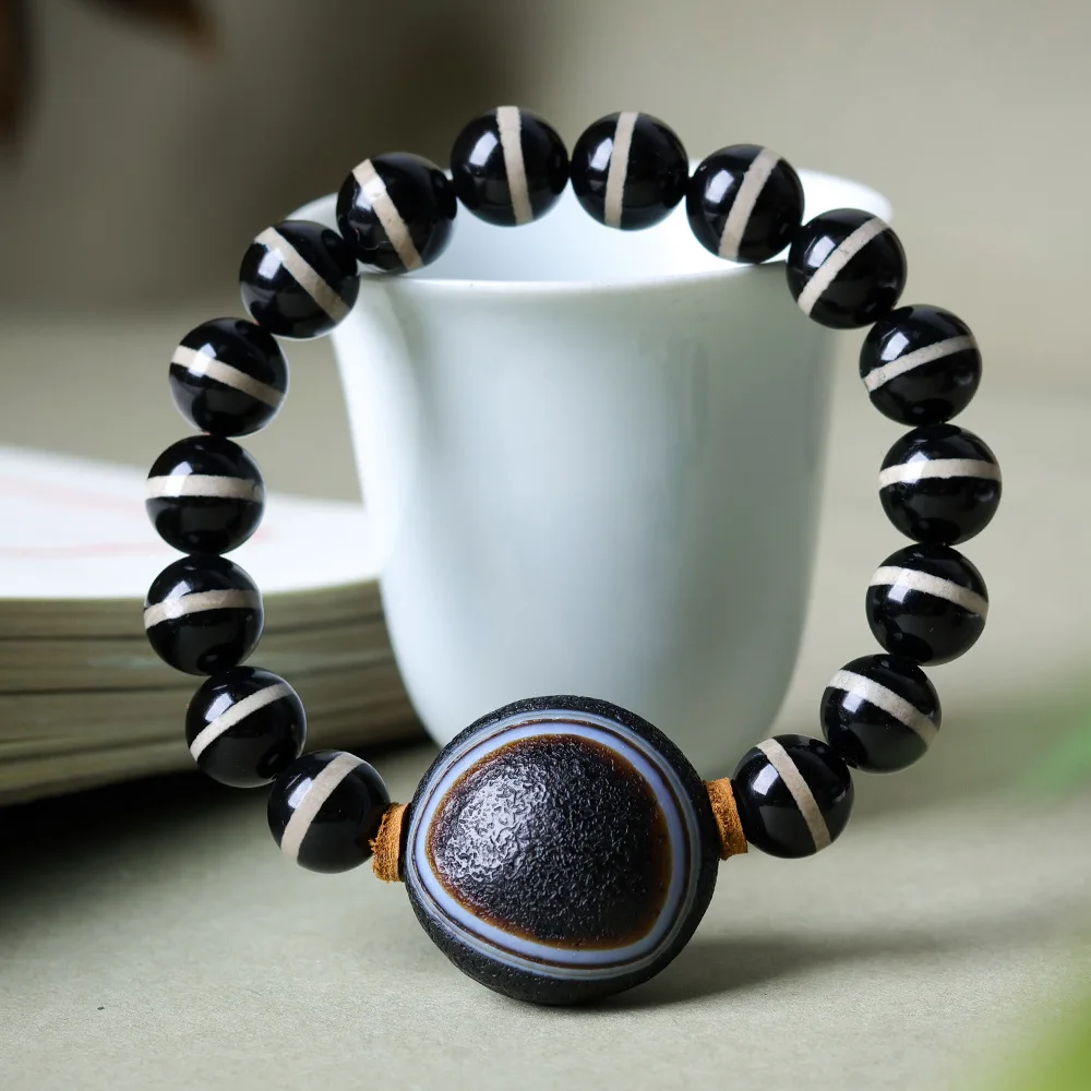 Original Handmade Chinese-Style Bracelet Featuring First-Line Sky Beads Paired with Board Eye Sky BeadsJewelry for Men and Women