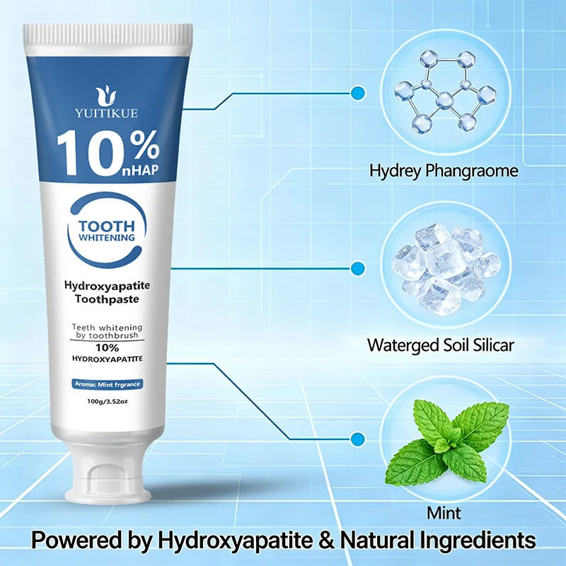 YUITIKUE 10% nHAP Hydroxyapatit-Zahnpasta 100g - Aufhellend, Minzfrisch, Langanhaltende Frische – Detail 3