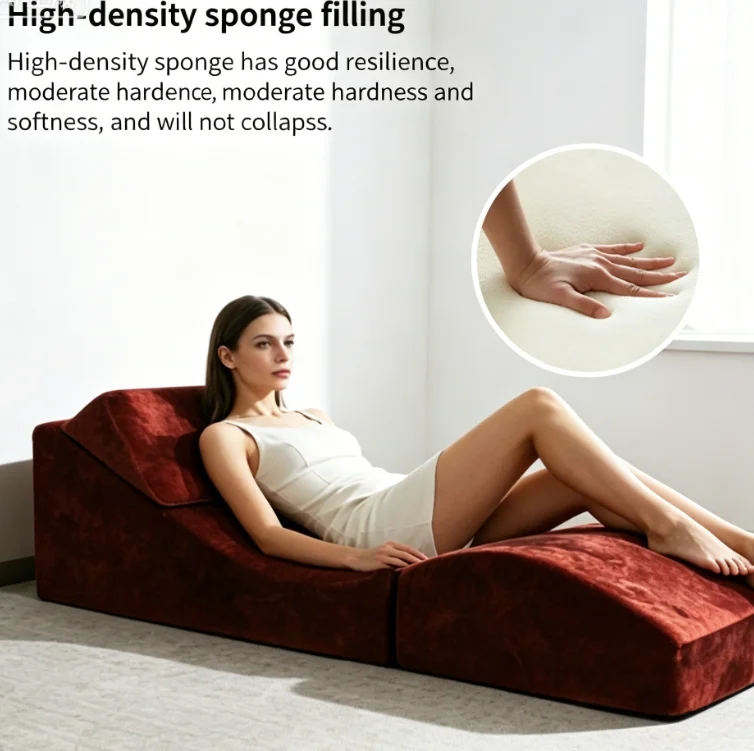 New Arrival Vacuum Compressed Chaise Lounge Sofa, Modern Retro Fabric Lazy Sofa Bed, Foldable Small Space Living Room Furniture