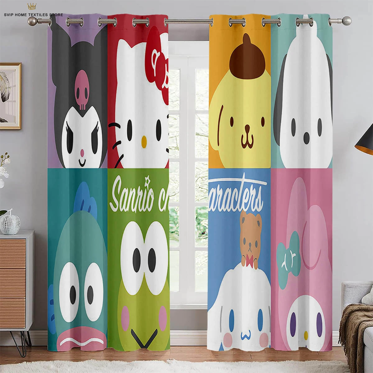 

Cute Animation Cartoon Printed Curtains for Kids Room, Decorative Rod Pocket Curtains, Bedroom, Living Room, Kitchen, 2 Pieces