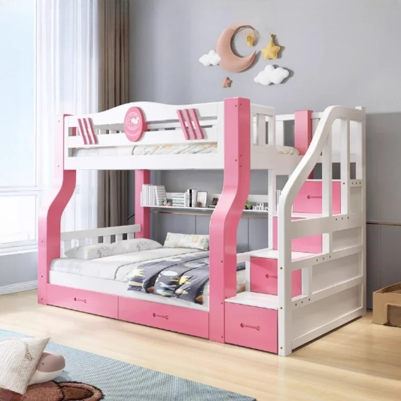 Storage Headboard Frame Bunk Bed Walk Up Down Stairs Simple Children Bunk Bed Kids Hotel Modern Cama Infantil Bedroom Furniture