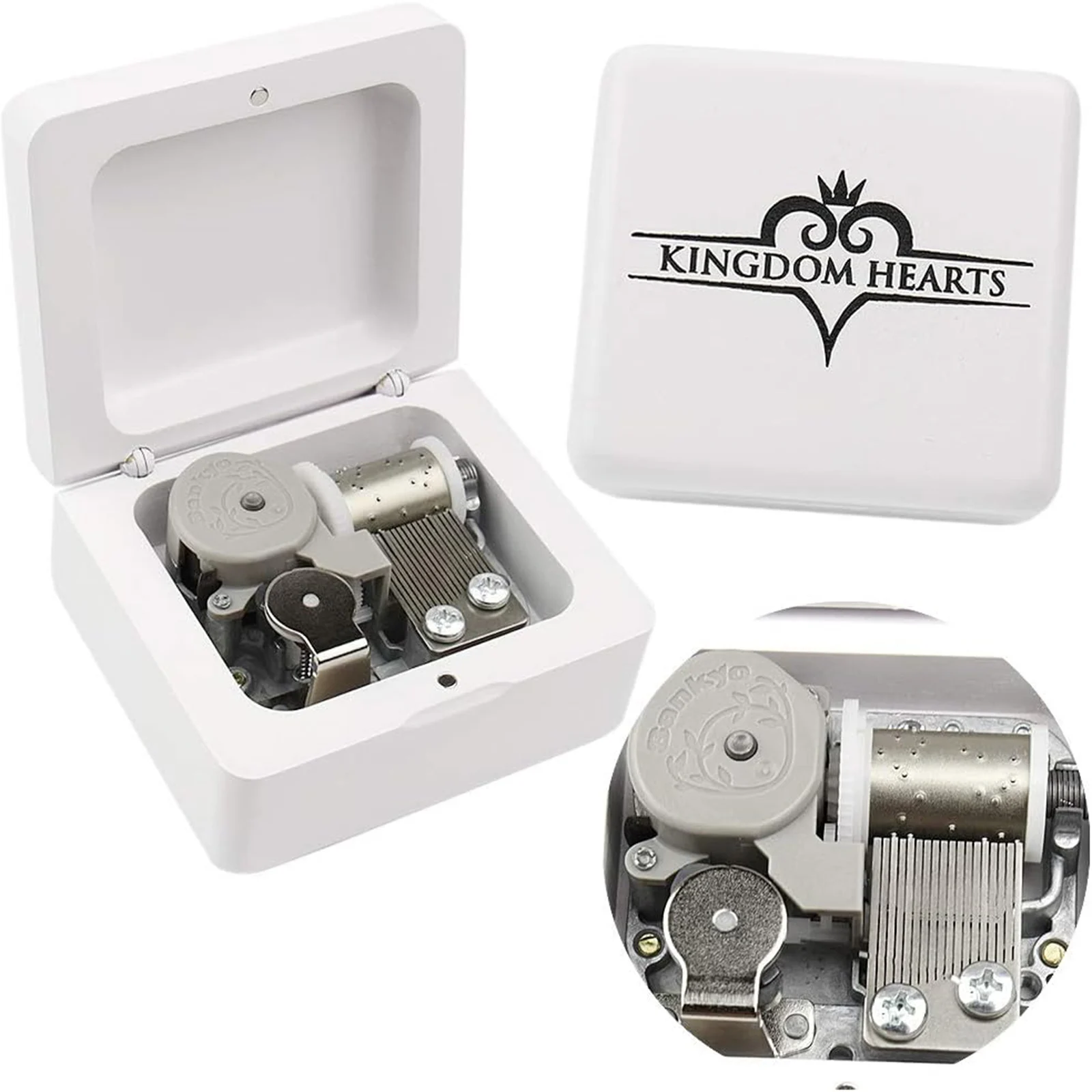 

SOFTALK Kingdom Hearts Solid Wood White Theme Music Box Birthday, Christmas, Valentine's Day Gifts