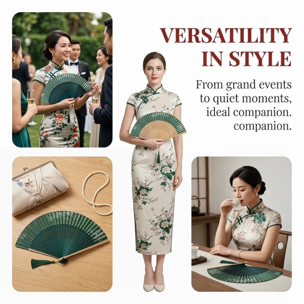Chinese Style Bamboo Folding Fan Portable Simple Dance Folding Fan Elegant Summer Decorative Bamboo Fan for Dance Performance