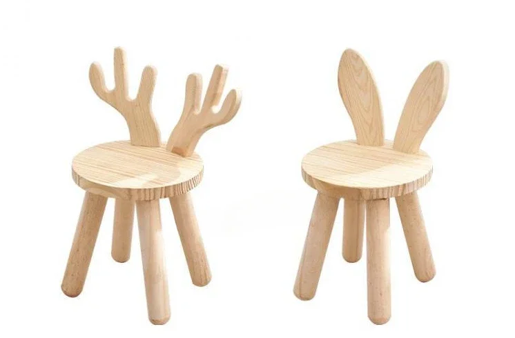 

Small Stool Home Children's Backrest Chair Lazy Creative Low Stool Cartoon Deer Cute Small Bench Net Red